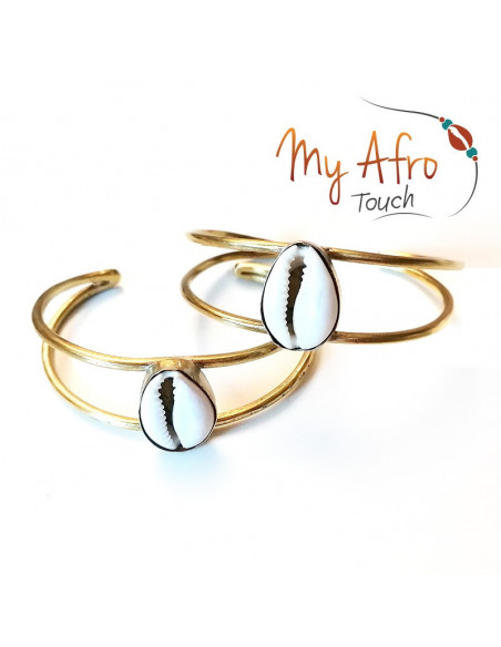 Bracelet manchette en bronze avec cauri