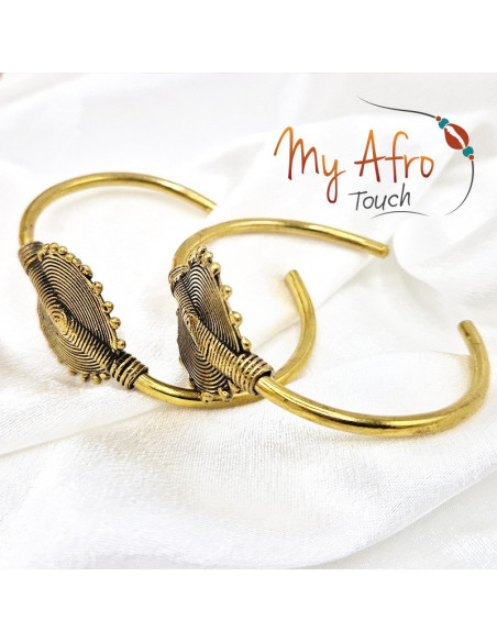 Bracelet jonc bronze et disque baoule