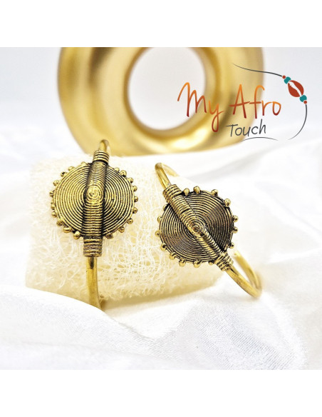 Bracelet jonc bronze et disque baoule