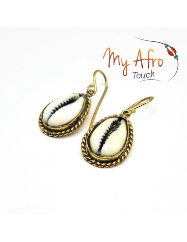 Boucles d'oreilles cauri serti torsade - collection Arcana