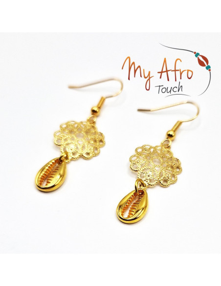 Boucles d'oreilles estampe et son cauri