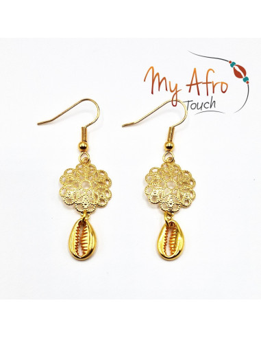 Boucles d'oreilles estampe et son cauri