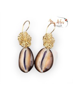 Boucles d'oreilles cauri brun 2