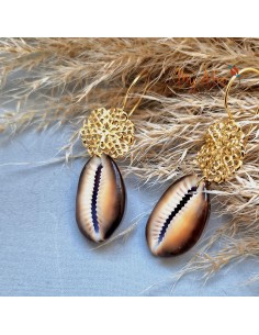 Boucles d'oreilles cauri brun