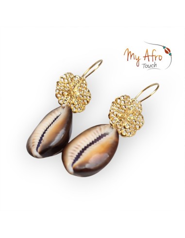 Boucles d'oreilles cauri brun