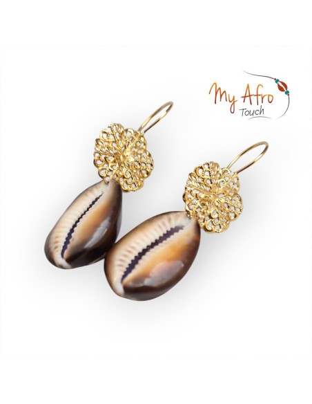 Boucles d'oreilles cauri brun