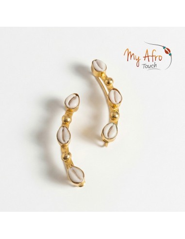 Manchette d’oreille grimpante en bronze & mini cauris | My Afro Touch