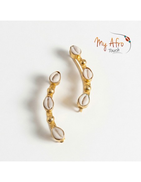 Manchette d’oreille grimpante en bronze & mini cauris | My Afro Touch