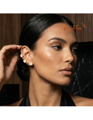 Manchette d’oreille grimpante en bronze & mini cauris | My Afro Touch