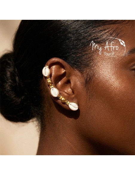 Manchette d’oreille grimpante en bronze & mini cauris | My Afro Touch