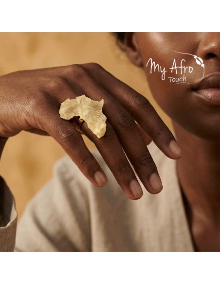 Bague XL Afrique en bronze texturé – Bijou statement | My Afro Touch