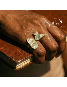 Bague XL Guadeloupe en bronze texturé – Modèle Kéra | My Afro Touch