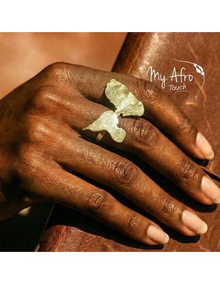 Bague XL Guadeloupe en bronze texturé – Modèle Kéra | My Afro Touch