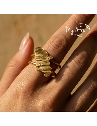 Bague artisanale en bronze représentant une carte de la Martinique