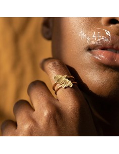 Bague artisanale en bronze représentant une carte de la Martinique