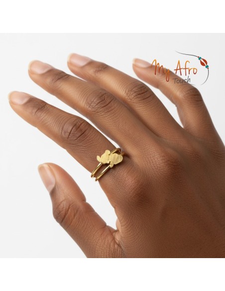 Bague artisanale en bronze représentant une carte de la Martinique
