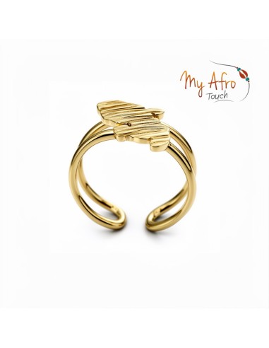 Bague artisanale en bronze représentant une carte de la Martinique