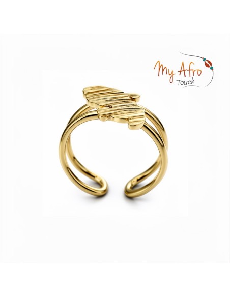 Bague artisanale en bronze représentant une carte de la Martinique