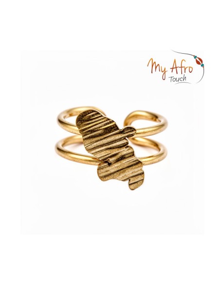 Bague artisanale en bronze représentant une carte de la Martinique