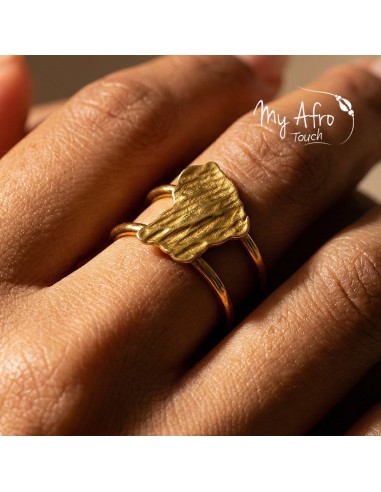 Bague artisanale en bronze représentant une carte de la Guyane