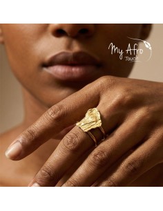Bague artisanale en bronze représentant une carte de la Guyane
