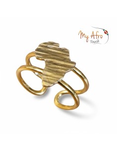 Bague artisanale en bronze représentant une carte d'Afrique 2