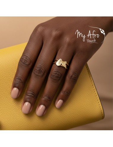 Bague artisanale en bronze représentant une carte de la Guadeloupe