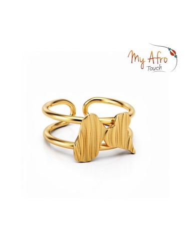 Bague artisanale en bronze représentant une carte de la Guadeloupe