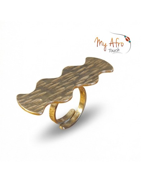 Bague ondulée texturée en bronze – Collection Sillage | My Afro Touch