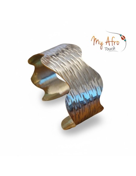 Bracelet manchette ondulé en bronze texturé | My  Afro Touch