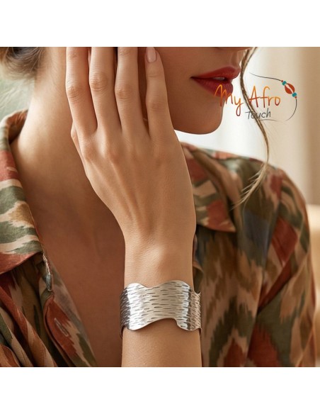 Bracelet manchette ondulé en bronze texturé | My  Afro Touch