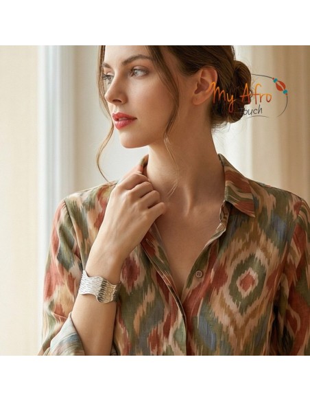 Bracelet manchette ondulé en bronze texturé | My  Afro Touch