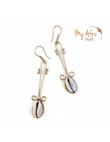 Boucles d’oreilles fines en bronze et cauri – Lior | My Afro Touch