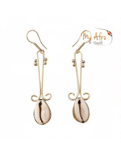 Boucles d’oreilles fines en bronze et cauri – Lior | My Afro Touch 2