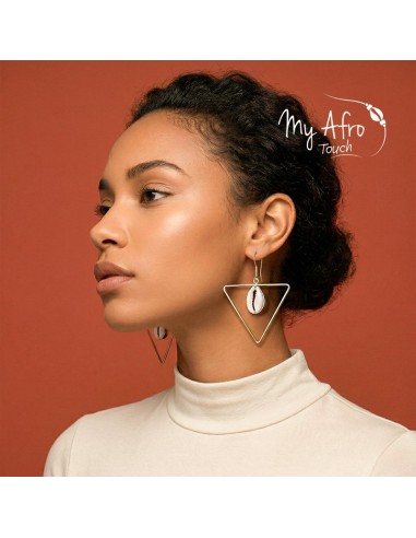 Boucles triangle en bronze et cauri – Aaru | My Afro Touch