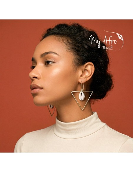 Boucles triangle en bronze et cauri – Aaru | My Afro Touch