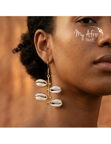 Boucles d’oreilles bronze multi-cauris – Tiani | My Afro Touch