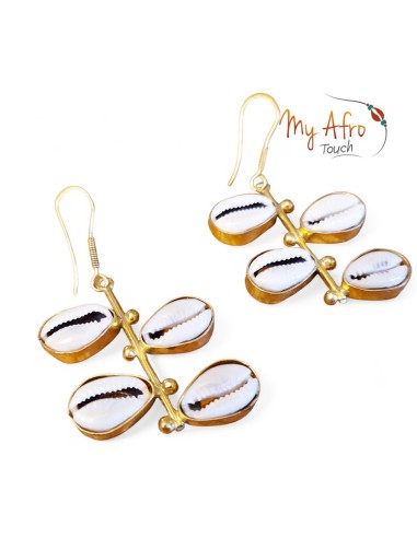 Boucles d’oreilles bronze multi-cauris – Tiani | My Afro Touch