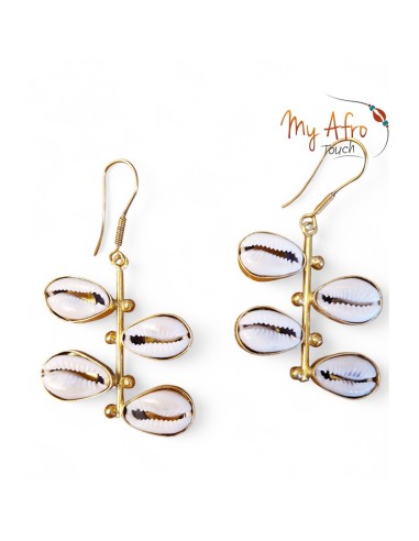 Boucles d’oreilles bronze multi-cauris – Tiani | My Afro Touch