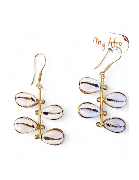Boucles d’oreilles bronze multi-cauris – Tiani | My Afro Touch
