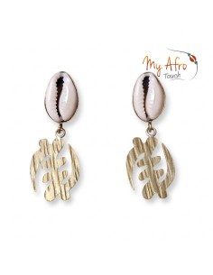 Boucles d’oreilles bronze et cauri symbole Gye Nyame | My Afro Touch 2