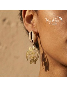 Boucles d’oreilles bronze et cauri symbole Gye Nyame | My Afro Touch