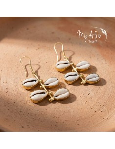 Boucles d’oreilles bronze multi-cauris – Tiani | My Afro Touch
