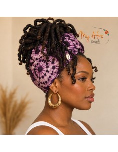Foulard africain batik violet et blanc | My Afro Touch 2