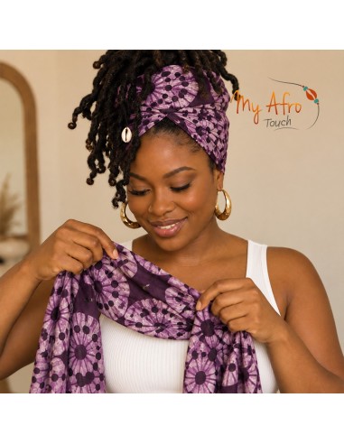 Foulard africain batik violet et blanc | My Afro Touch