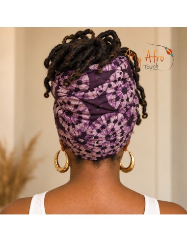 Foulard africain batik violet et blanc | My Afro Touch
