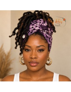 Foulard africain batik violet et blanc | My Afro Touch