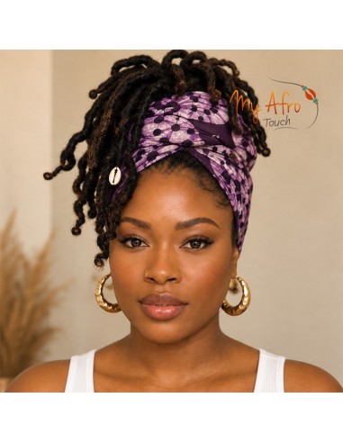 Foulard africain batik violet et blanc | My Afro Touch