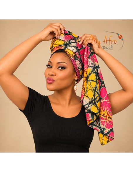 Foulard africain batik craquelé multicolore | My Afro Touch