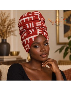 Foulard africain batik rouge et blanc | My Afro Touch